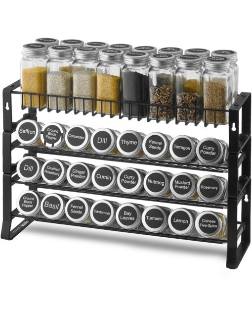 VEVOR 4 Piece Steel Spice Rack Organizer Set Wall Mounted or Countertop