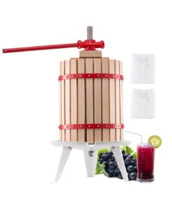 VEVOR 18L Manual Fruit Wine Press with Beechwood Basket & Filter Bags – Juice & Wine Maker for Home