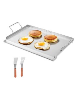 VEVOR 58x41 cm Stainless Steel Flat Top Griddle – Universal BBQ Grill Pan with Grease Trough