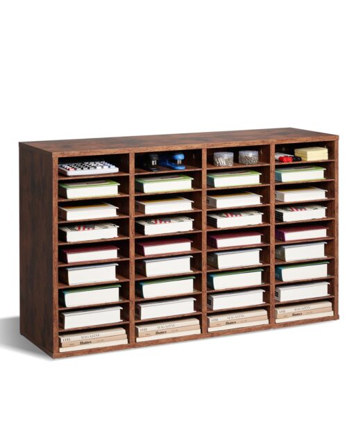 VEVOR Wood Literature Organizer with 36 Adjustable Compartments