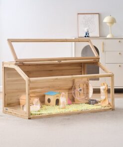 VEVOR Wooden Hamster Cage 102 cm – Transparent Acrylic Habitat for Small Rodents
