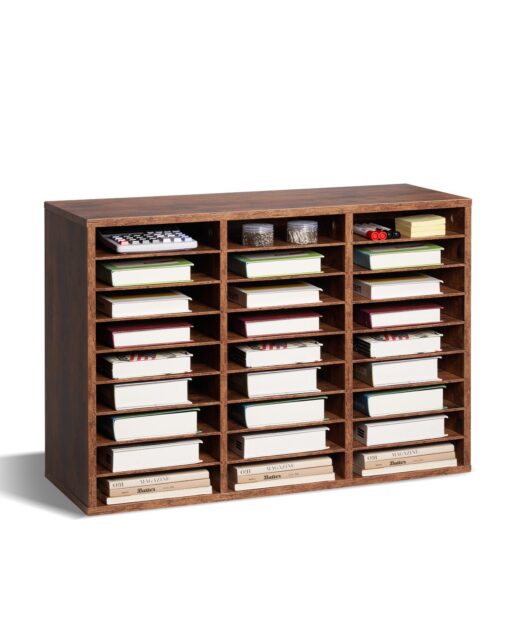 VEVOR Wood Literature Organizer with 27 Removable Compartments