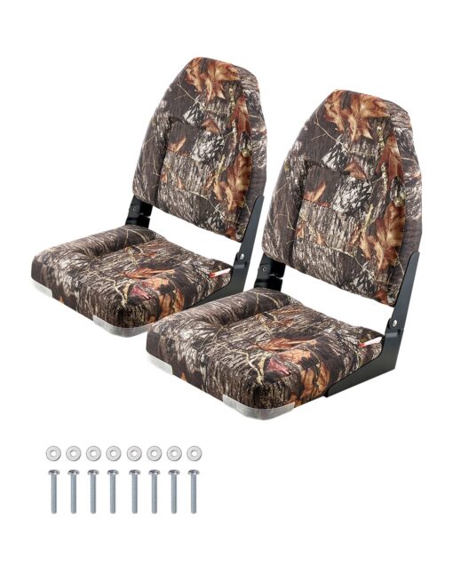 VEVOR Folding High Back Boat Seat with Camouflage Cushion