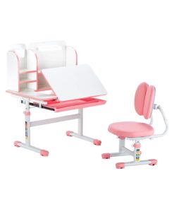 VEVOR Height Adjustable Kids Study Desk & Chair Set with Bookshelf