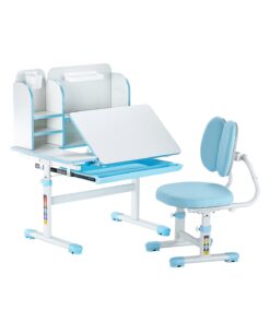Adjustable Kids Study Desk & Chair Set with Bookshelf