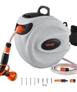 VEVOR Wall-Mounted Retractable Garden Hose Reel with 30m 1/2" Hose