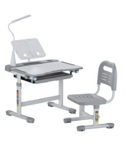 VEVOR Adjustable Kids Study Desk & Chair Set with LED Lamp