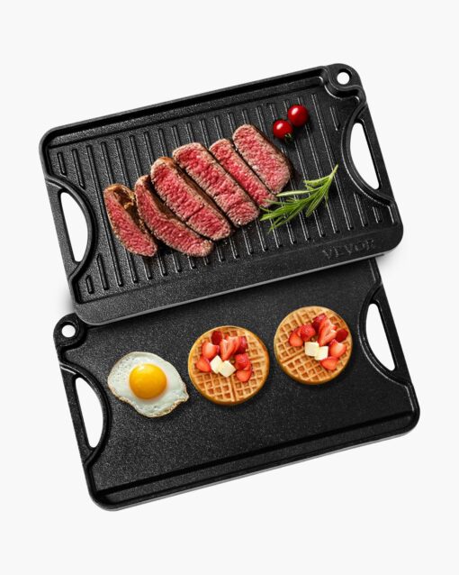 VEVOR 355x216 cm Reversible Cast Iron Grill Griddle Pan