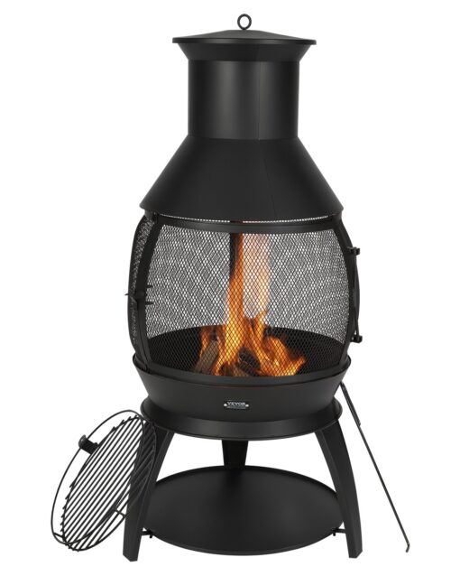 VEVOR 56 cm Outdoor Iron Chiminea Fireplace with 360° Mesh