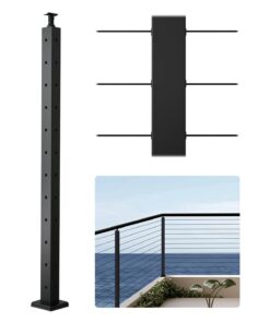 VEVRO 106.7 cm Stainless Steel Corner Cable Railing Post with L-Shaped Holes – 12 Pairs