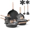 Набор Гранитной Антипригарной Посуды VEVOR из 17 Частей с Крышками Силиконовая Посуда
