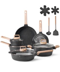 VEVOR 17-Piece Granite Non-Stick Cookware Set with Lids & Silicone Utensils
