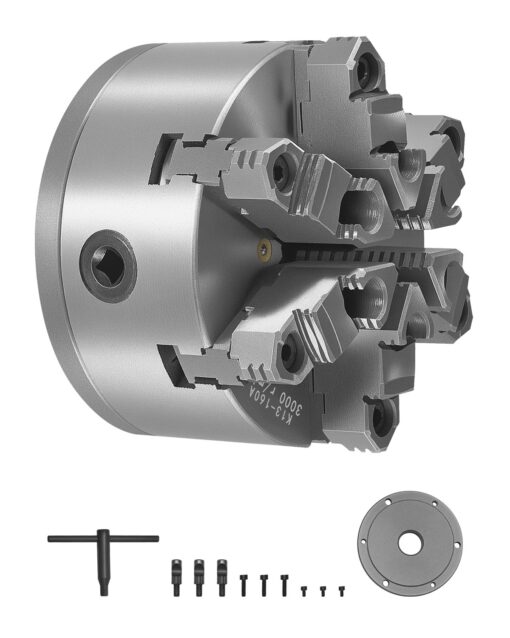 VEVOR 160 mm 6 Jaw Self Centering Lathe Chuck with D1 4 Cam Lock Plate