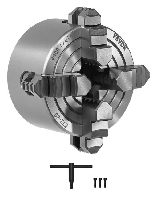 VEVOR 80 mm 4 Jaw Self Centering Lathe Chuck for Metalworking