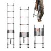 VEVOR 5m Telescoping Stainless Steel Extension Ladder with Hooks