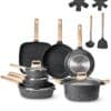 Набор Гранитной Посуды с Антипригарным Покрытием VEVOR из 19 Предметов с Силиконовой Посудой