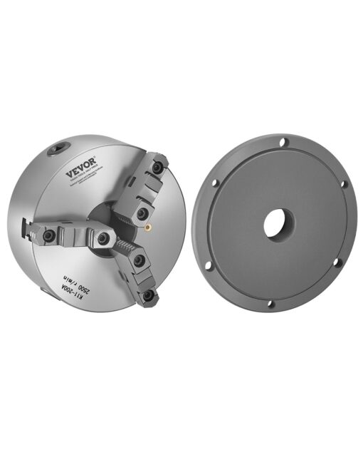 VEVOR 200 mm 3 Jaw Self Centering Lathe Chuck with M57x2 Threaded Backing Plate for Metalworking and Machining