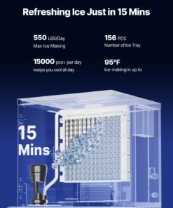 82kg Storage Bin & Auto Dispensing - Fast Ice Production & Self-Cleaning