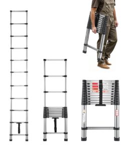 VEVOR 3.15m Telescoping Stainless Steel Ladder with Wide Steps