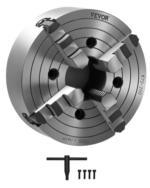 VEVOR 250 mm 4 Jaw Self Centering Lathe Chuck for Drilling and Milling Machines Hardened Cast Iron