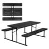 VEVOR Foldable Steel Picnic Table Set with Benches