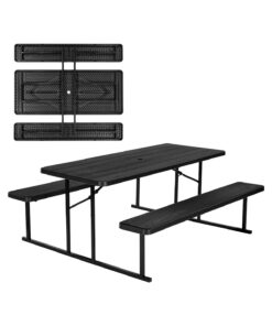 VEVOR Foldable Steel Picnic Table Set with Benches