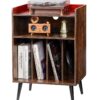 VEVOR 3 Tier Wooden Vinyl Record Player Stand with LED Light