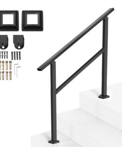 VEVOR Black Outdoor Stair Handrail for 2-3 Steps