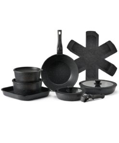 VEVOR 17-Piece Granite Nonstick Cookware Set with Removable Handles