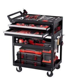VEVOR 5-Tier Rolling Tool Cart with Lockable Drawers & Pegboard