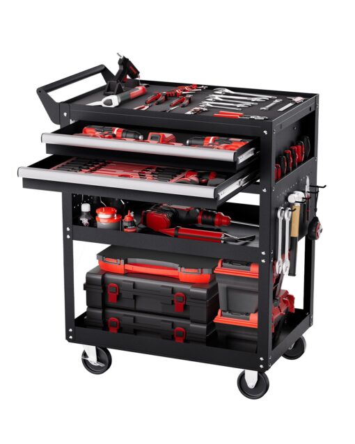 VEVOR 5 Tier Rolling Tool Cart with Lockable Drawers Pegboard