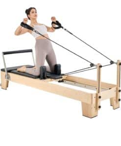 VEVOR Wooden Pilates Reformer Machine for Home Gym – Full-Body Workout Equipment with Adjustable Resistance