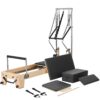 VEVOR Wooden Pilates Reformer Machine  Home Gym Equipment for Full Body Pilates Workouts