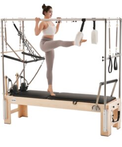 VEVOR Wooden Pilates Reformer Machine for Home Gym – Full Body Workout Equipment