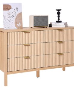 VEVOR 6-Drawer Wooden Dresser with Sliding Drawers and Anti-Tip Safety