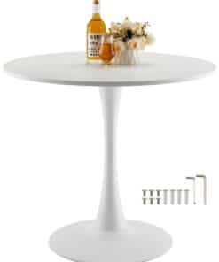 VEVOR 80 cm Round Wooden Dining Table for 2-4 People