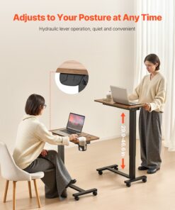 Mobile Bedside Desk with 4 Wheels