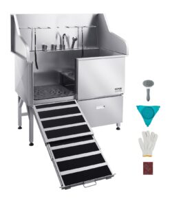 VEVOR 127cm Stainless Steel Dog Grooming Bath Tub with Ramp