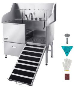 VEVOR 127 cm Stainless Steel Dog Grooming Bath Tub with Ramp