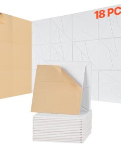 VEVOR 18-Pack Self-Adhesive White Acoustic Wall Panels – 30x30x1 cm Soundproofing Foam Tiles