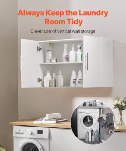 2-Tier White Cupboard with Double Doors