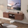 VEVOR 152 cm Floating TV Stand with Adjustable Shelf and Sliding Door  Wall Mounted Entertainment Center