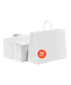 VEVOR White Kraft Paper Bags with Handles 50pcs