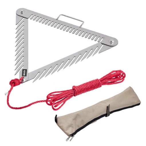 VEVOR 61cm Foldable Aquatic Weed Rake with 3 Sided Head 91m Rope for Lake and Pond Cleaning