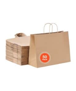 VEVOR Brown Kraft Paper Bags with Handles 50pcs – 40x15x30 cm Recyclable Shopping & Party Gift Bags