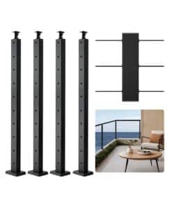 VEVOR 91x2.5x5 cm Stainless Steel Cable Railing Post with Horizontal Holes for Deck and Stair Handrails