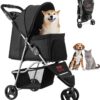 VEVOR Foldable Pet Stroller with 3 Wheels and Brake