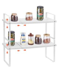 VEVOR 2-Tier Steel Cabinet Organizer Shelf – Space-Saving Counter Storage Rack for Spices