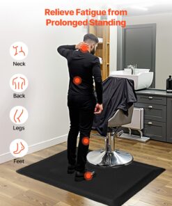 Cushioned Barber Chair Floor Mat with Cut-Out for Round Base Chairs