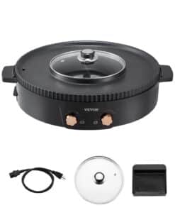 VEVOR 2-in-1 Electric Hot Pot and Grill 1800W – Smokeless Non-Stick BBQ & Hot Pot Combo with Independent Controls